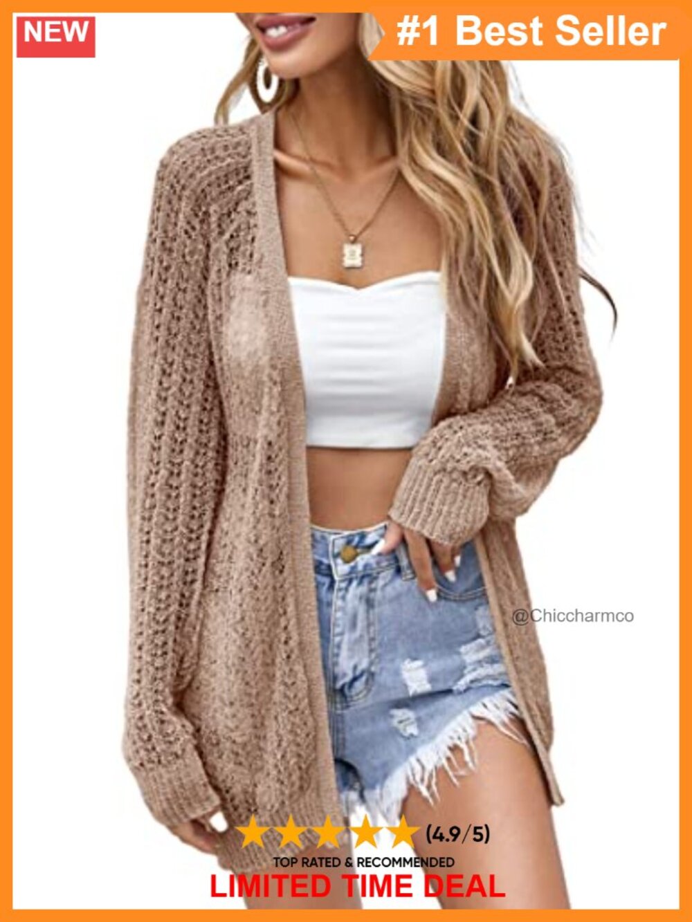 Lightweight Crochet Cardigan Cover Up Open Front Long Sleeve Summer